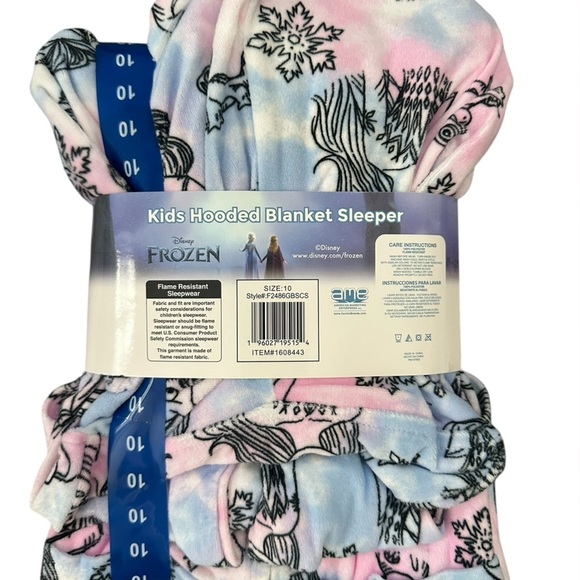NEW Frozen Kids Hooded Pajamas Elsa Anna One Piece Sleeper - Size 10 - Picture 2 of 2